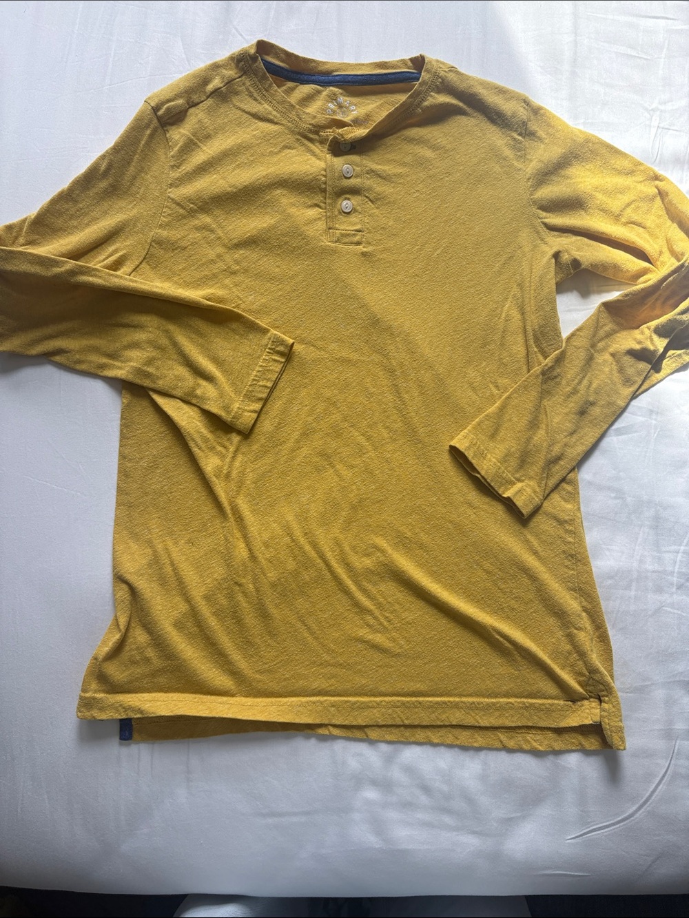 Primary Mustard Yellow Long-Sleeve Henley Tee